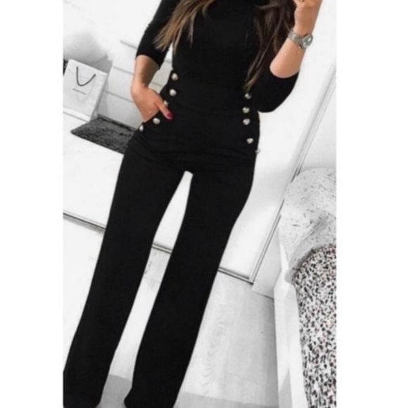 Pants - Sailor Style with Gold Buttons Wide Leg Pants  Size Small Only